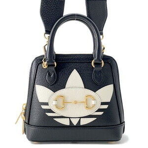 Gucci Horsebit Top Handle Handbag Adidas Collaboration Shoulder Bag Black